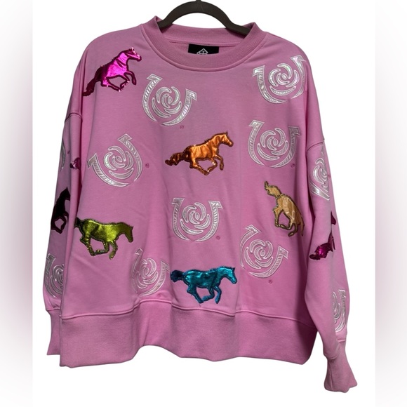 Brianna Cannon Tops - Brianna Cannon Pink Kentucky Derby Sweatshirt size Small NWT